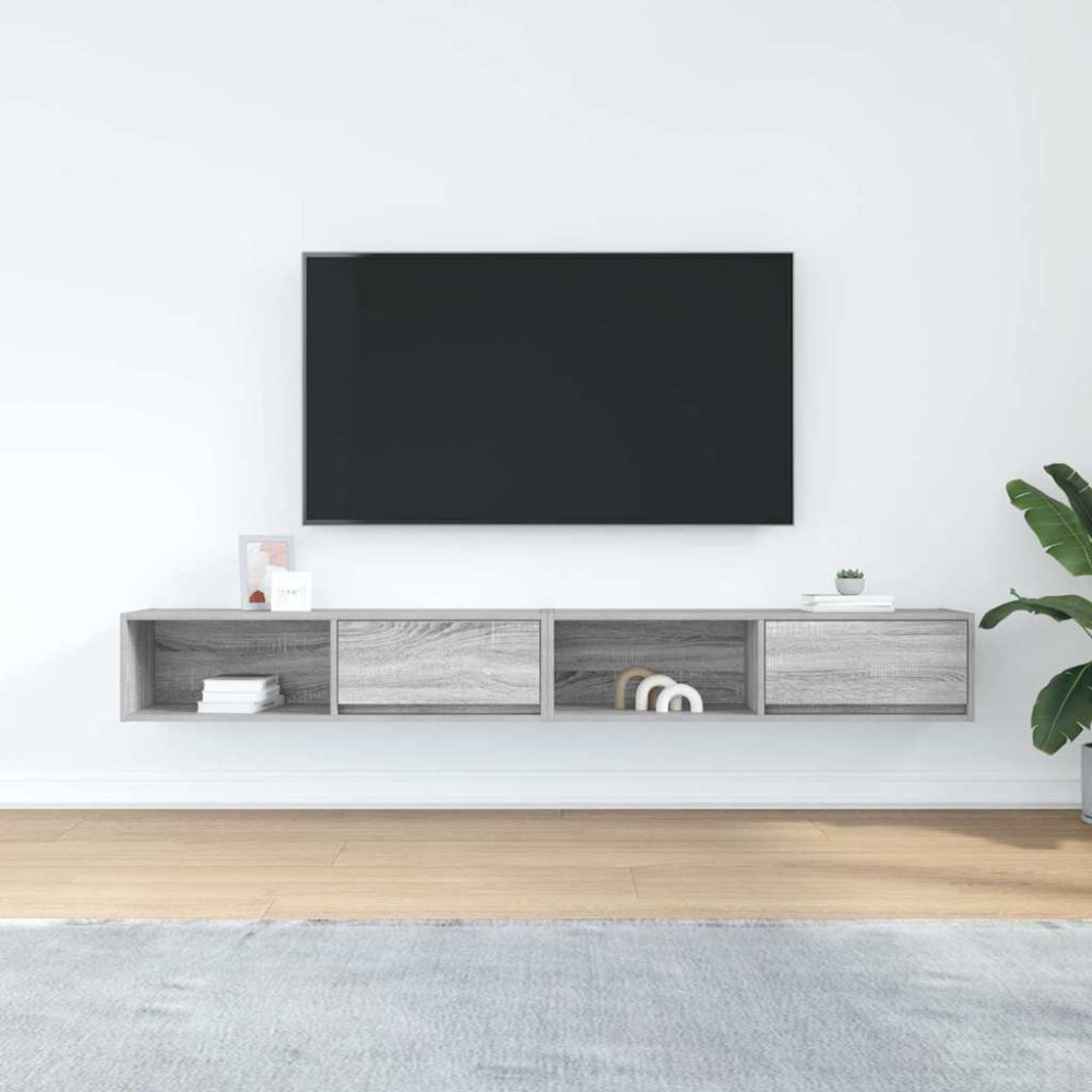 Produktbild för TV-bänkar 2 st grå Sonoma 100x31x25,5 cm konstruerat trä
