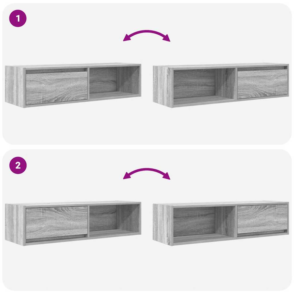 Produktbild för TV-bänkar 2 st grå Sonoma 100x31x25,5 cm konstruerat trä