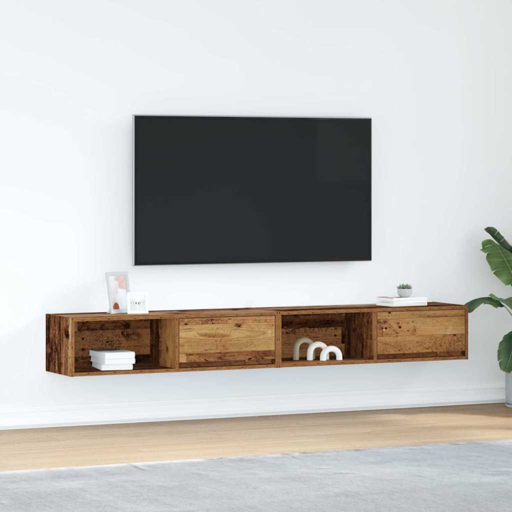 Produktbild för TV-bänkar 2 st gammalt trä 100x31x25,5 cm konstruerat trä