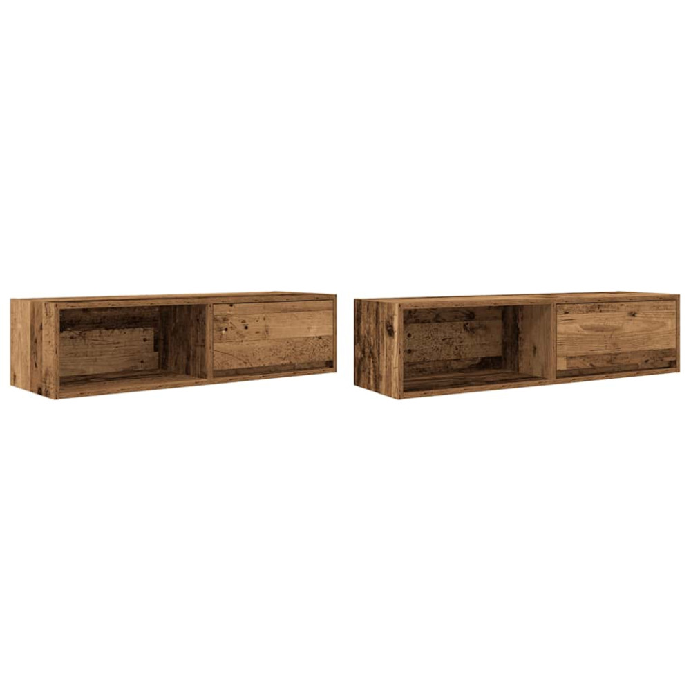 Produktbild för TV-bänkar 2 st gammalt trä 100x31x25,5 cm konstruerat trä