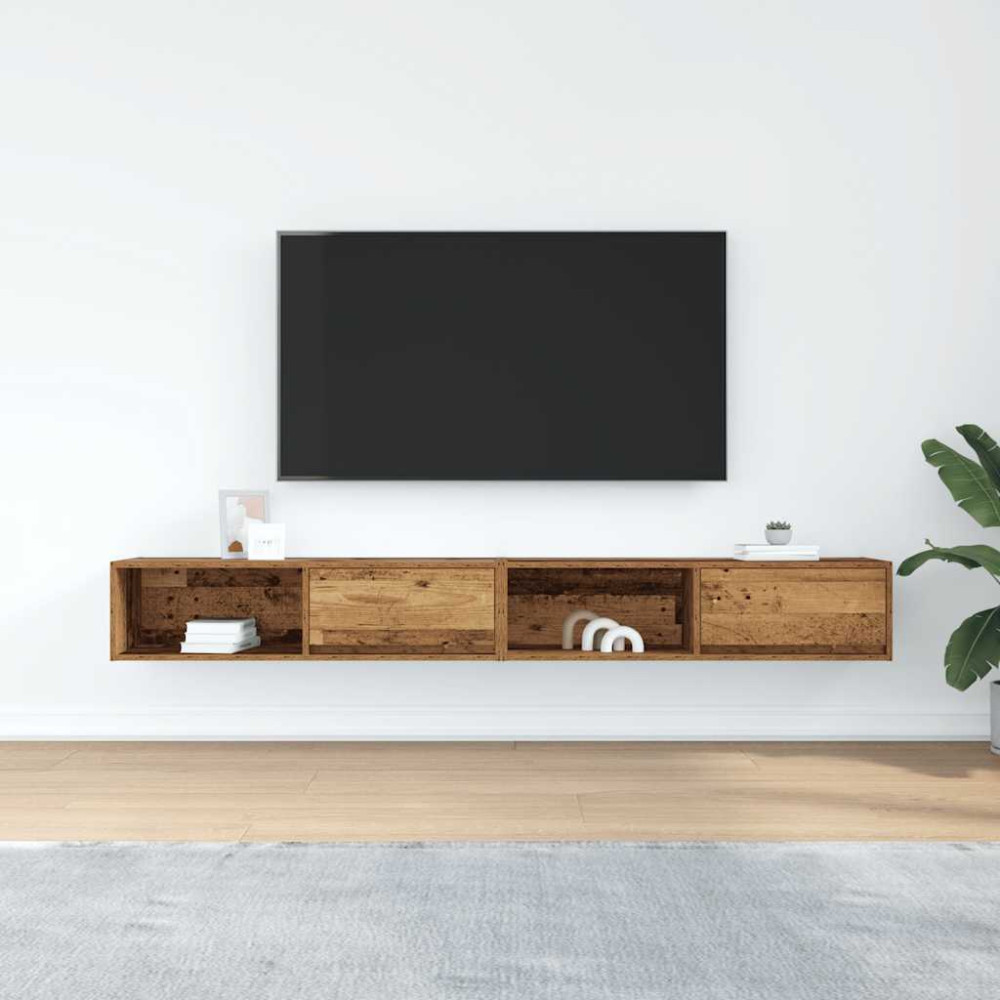 Produktbild för TV-bänkar 2 st gammalt trä 100x31x25,5 cm konstruerat trä