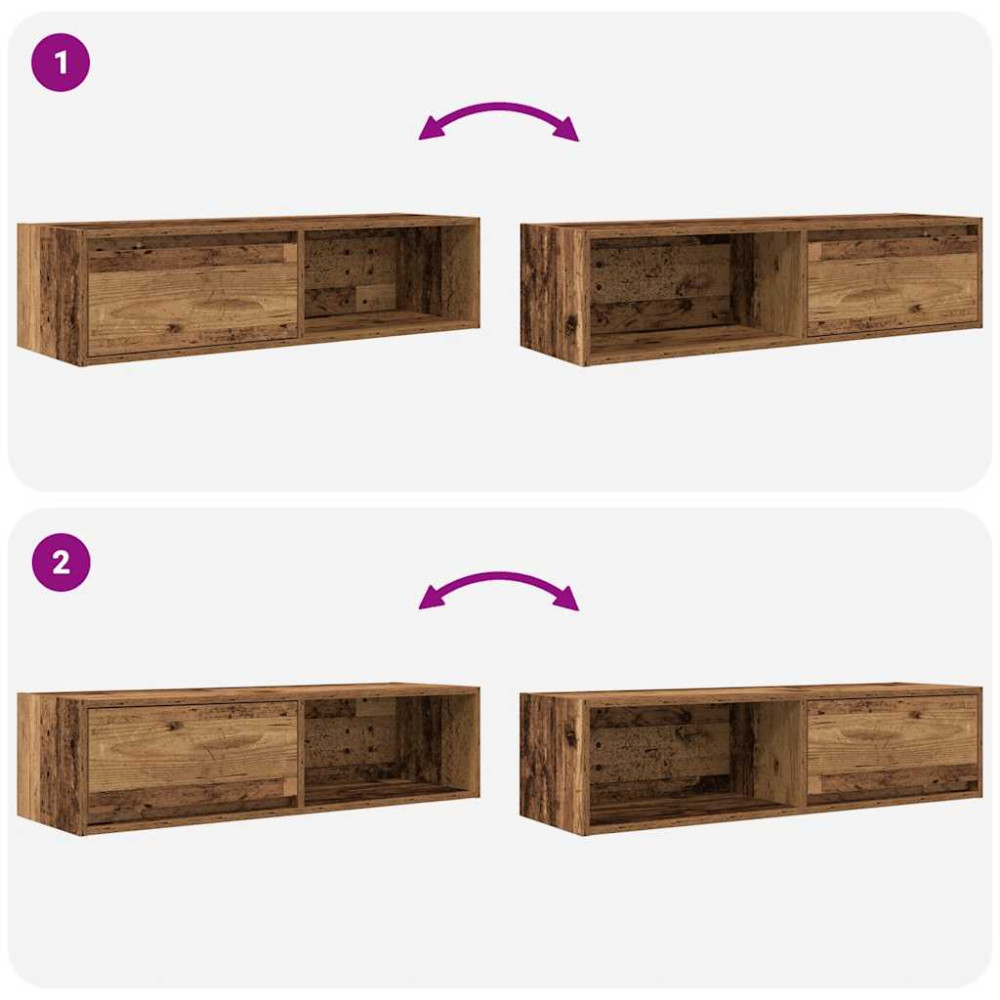 Produktbild för TV-bänkar 2 st gammalt trä 100x31x25,5 cm konstruerat trä