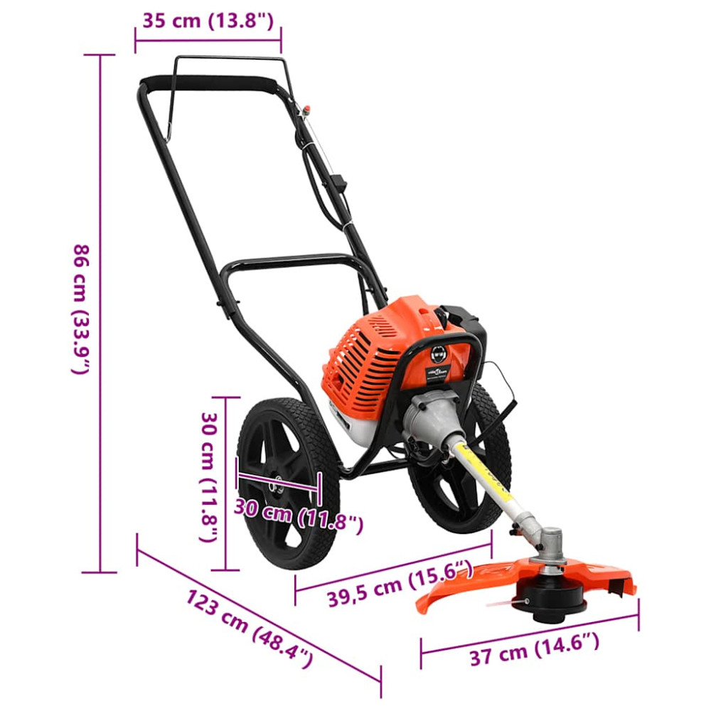 Produktbild för Röjsåg med hjul orange 52 cc 1,45 kW