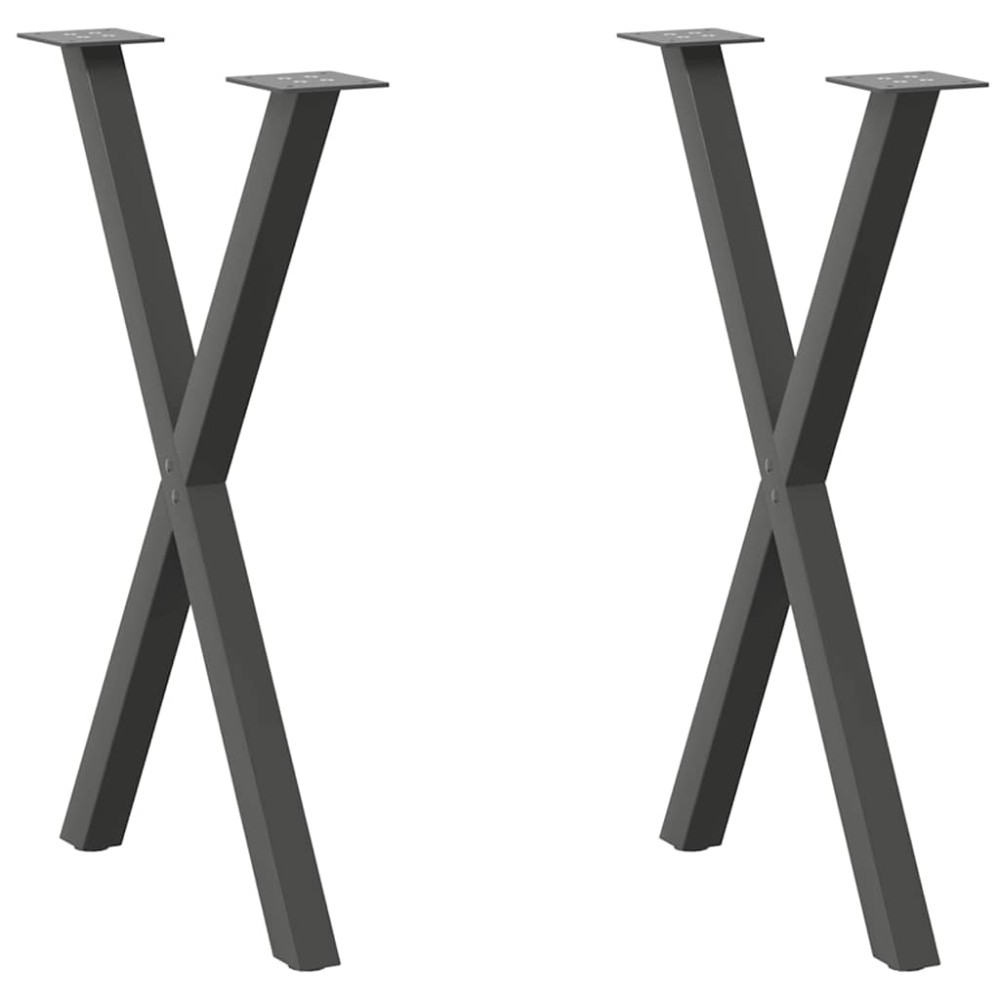 Produktbild för Matbordsben X-formade 2 st antracit 50x(72-73) cm stål