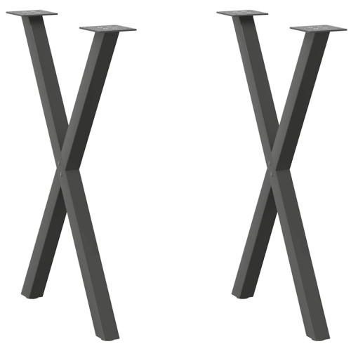 vidaXL Matbordsben X-formade 2 st antracit 50x(72-73) cm stål