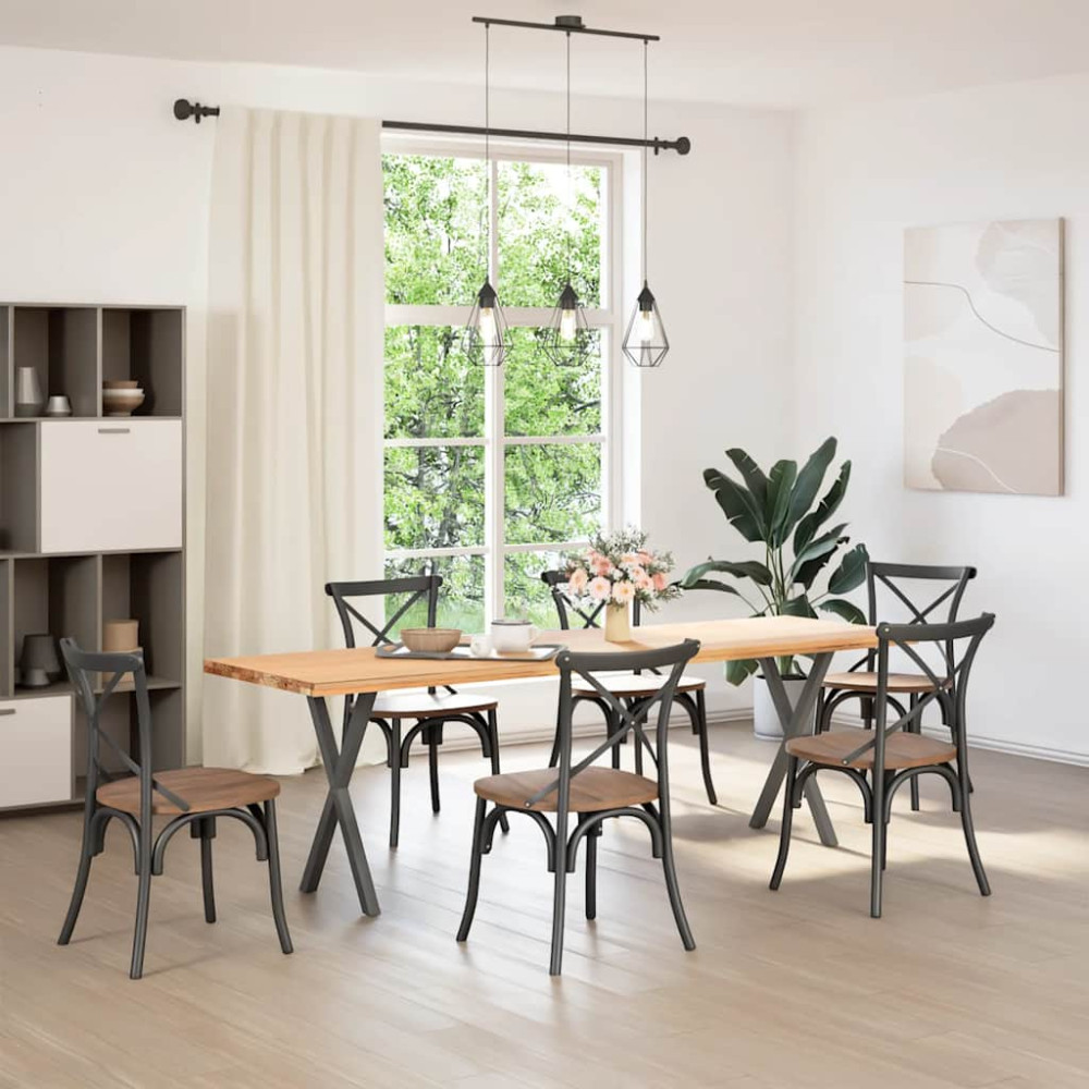 Produktbild för Matbordsben X-formade 2 st antracit 50x(72-73) cm stål