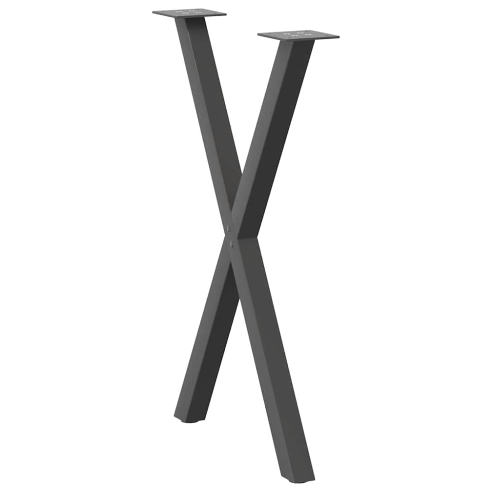 Produktbild för Matbordsben X-formade 2 st antracit 50x(72-73) cm stål