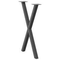 Produktbild för Matbordsben X-formade 2 st antracit 50x(72-73) cm stål