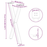 Produktbild för Matbordsben X-formade 2 st antracit 50x(72-73) cm stål