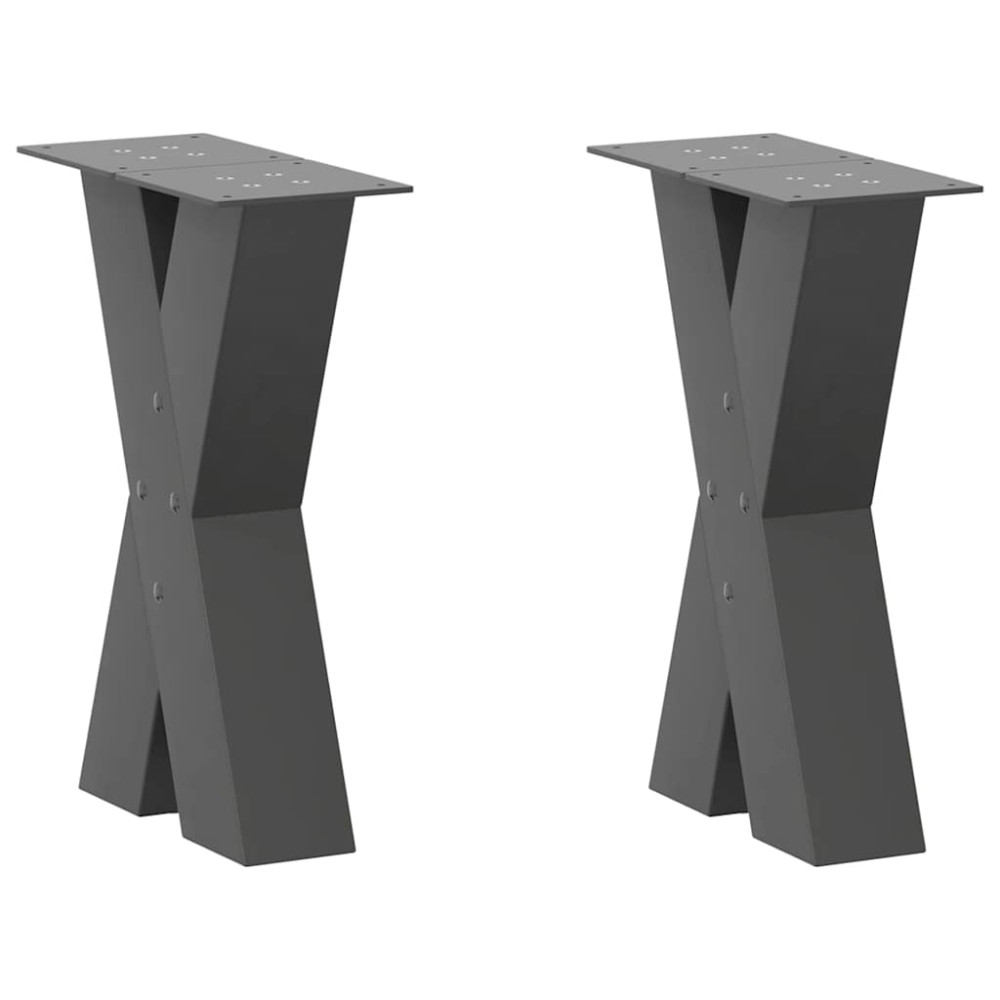 Produktbild för Soffbordsben X-formade 2 st antracit 28x(42-43) cm stål