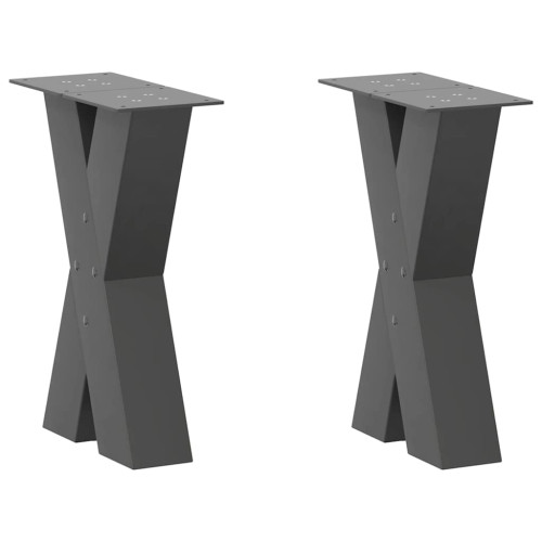 vidaXL Soffbordsben X-formade 2 st antracit 28x(42-43) cm stål
