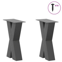 Produktbild för Soffbordsben X-formade 2 st antracit 28x(42-43) cm stål