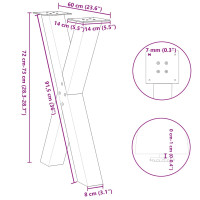 Produktbild för Matbordsben X-formade 2 st vita 60x(72-73) cm stål