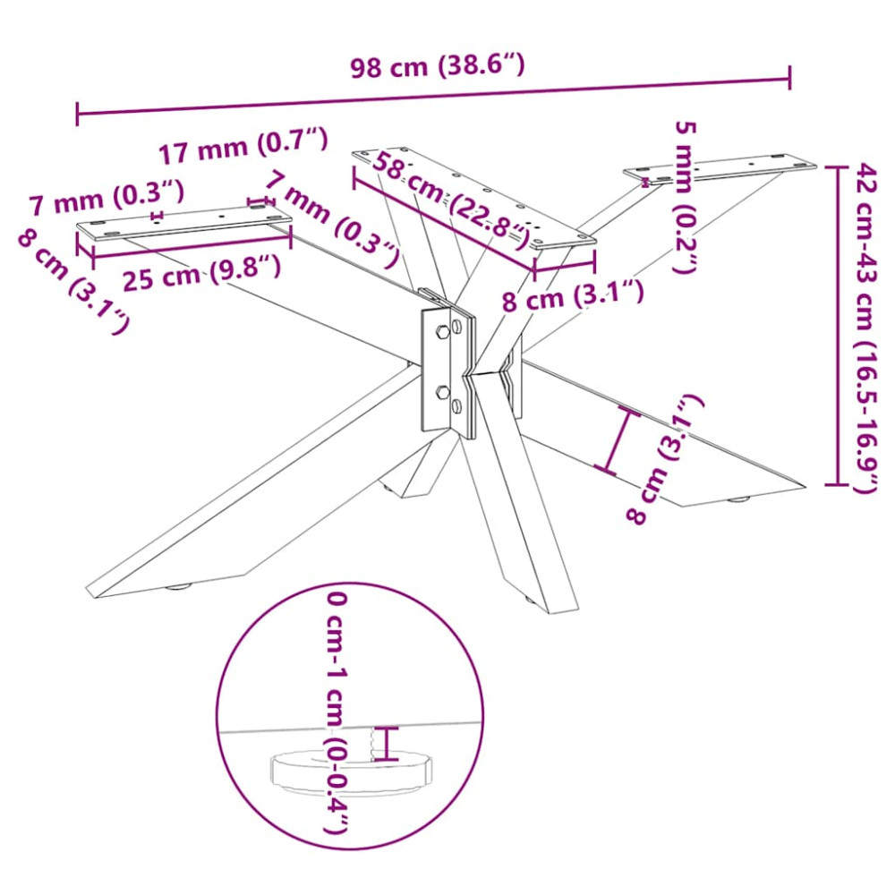 Produktbild för Soffbordsben spindelformad vit 98x58x(42-43) cm stål