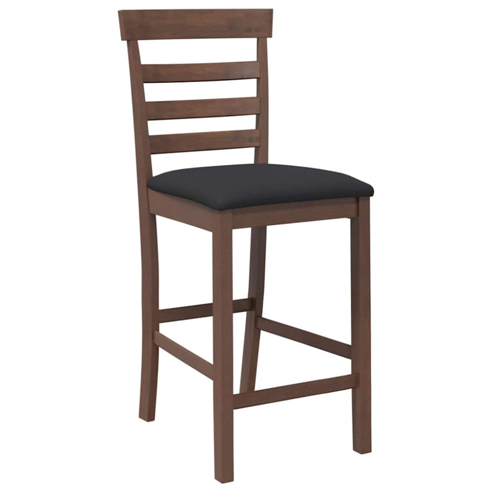 Produktbild för Barstolar med kuddar 2 st, brunt, massivt trä, gummi