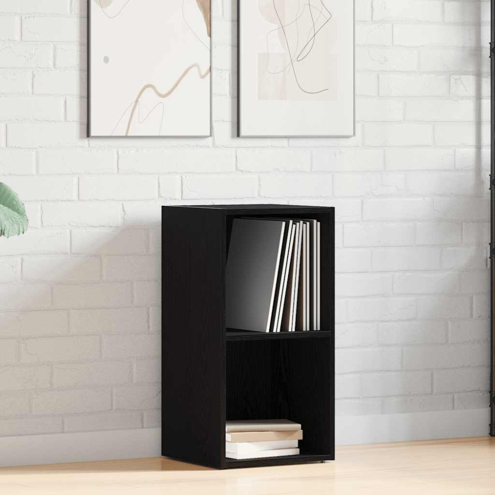 Produktbild för LP förvaringslåda svart ek 71x34x36 cm konstruerat trä