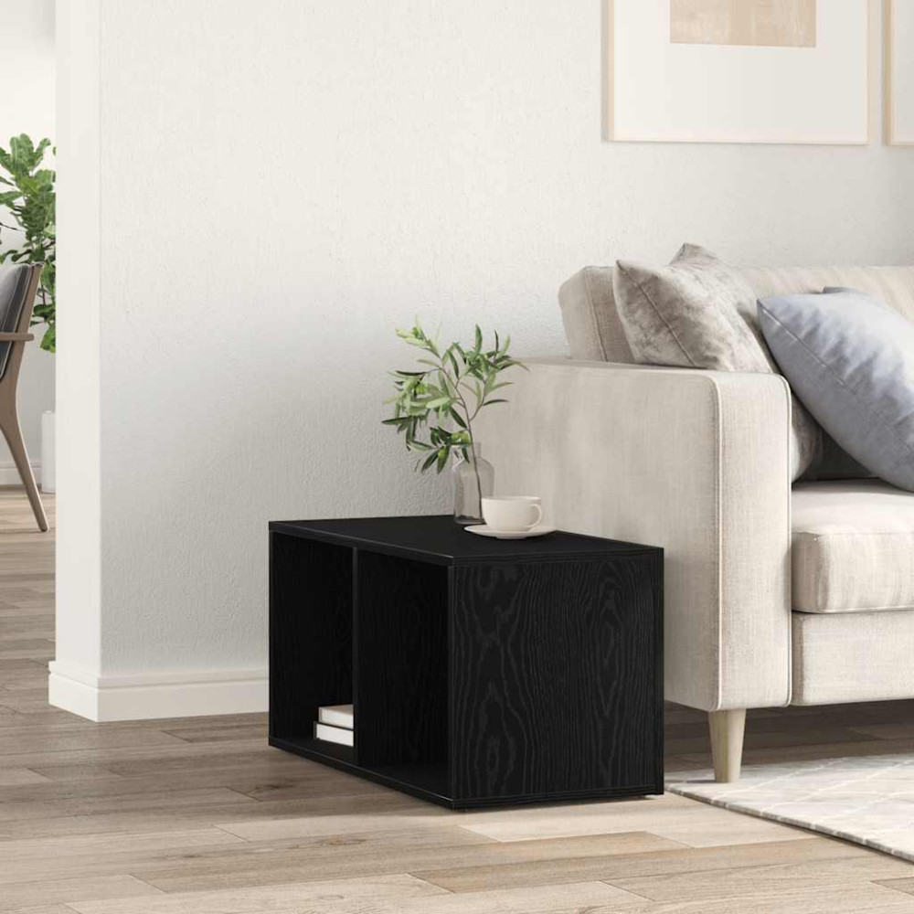 Produktbild för LP förvaringslåda svart ek 71x34x36 cm konstruerat trä