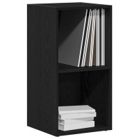 Produktbild för LP förvaringslåda svart ek 71x34x36 cm konstruerat trä