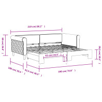Produktbild för Dagbädd utdragbar mörkgrå 90x190 cm sammet
