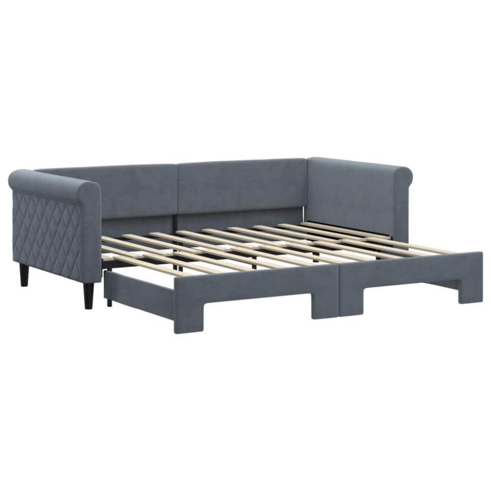 Produktbild för Dagbädd utdragbar mörkgrå 90x190 cm sammet