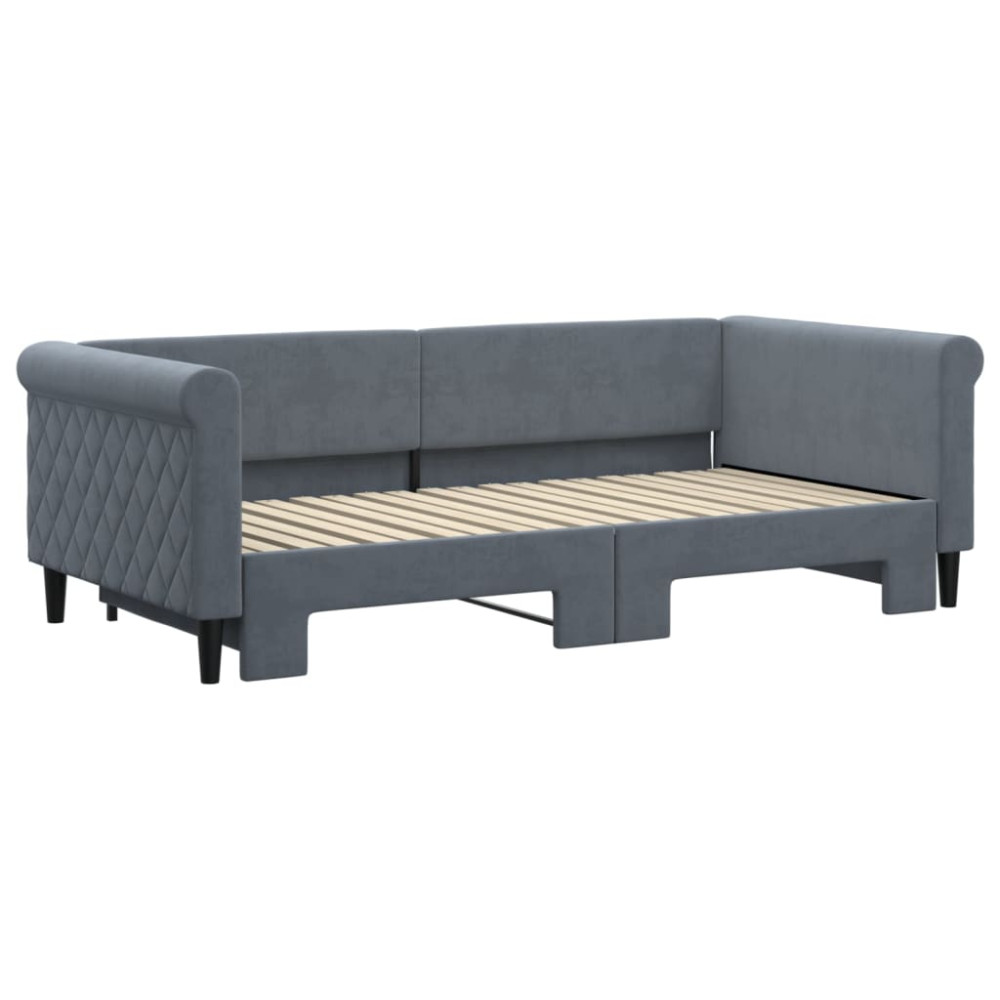 Produktbild för Dagbädd utdragbar mörkgrå 90x190 cm sammet