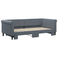 Produktbild för Dagbädd utdragbar mörkgrå 90x190 cm sammet