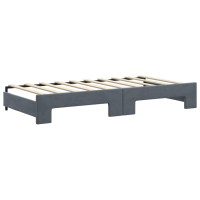 Produktbild för Dagbädd utdragbar mörkgrå 90x190 cm sammet