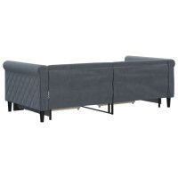 Produktbild för Dagbädd utdragbar med lådor mörkgrå 90x190 cm sammet