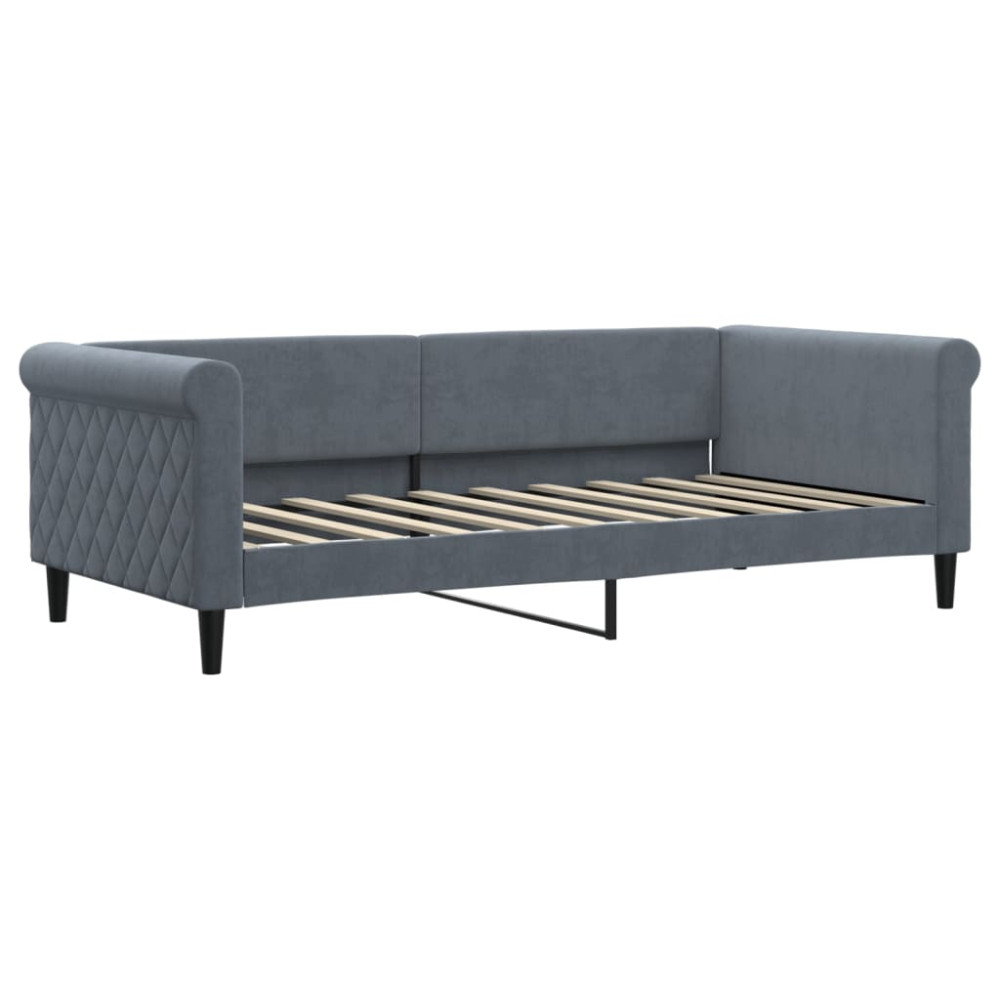 Produktbild för Dagbädd utdragbar med lådor mörkgrå 90x190 cm sammet