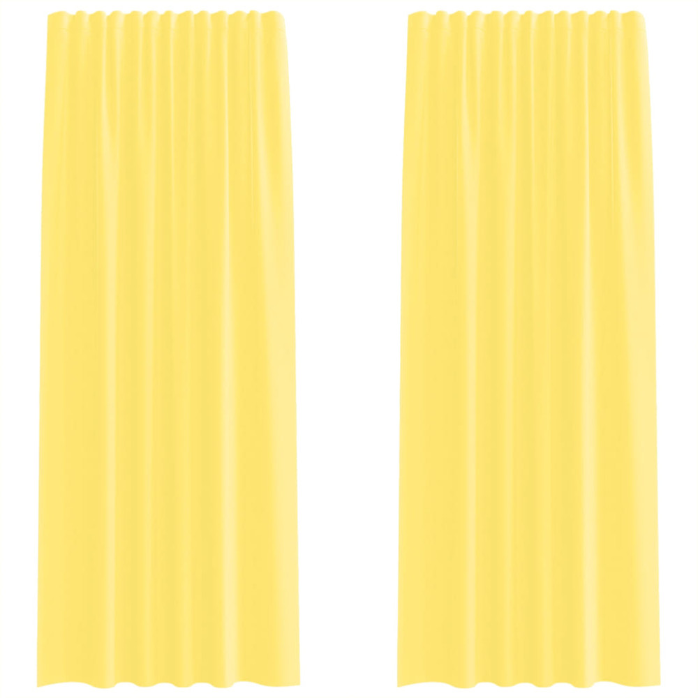 Produktbild för Voile gardiner med öglor 2 st gul 140x245 cm