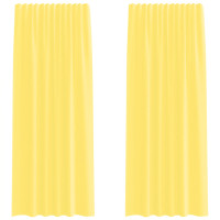 Produktbild för Voile gardiner med öglor 2 st gul 140x245 cm