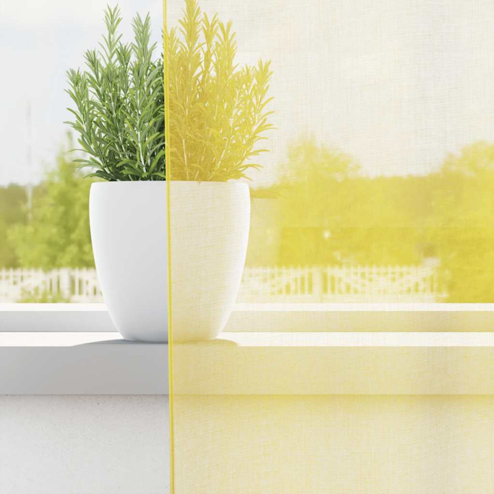 Produktbild för Voile gardiner med öglor 2 st gul 140x245 cm
