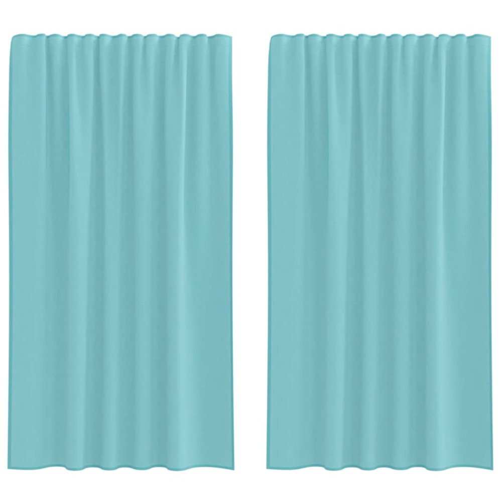 Produktbild för Voile gardiner med öglor 2 st, turkos 140x175 cm