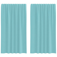 Produktbild för Voile gardiner med öglor 2 st, turkos 140x175 cm