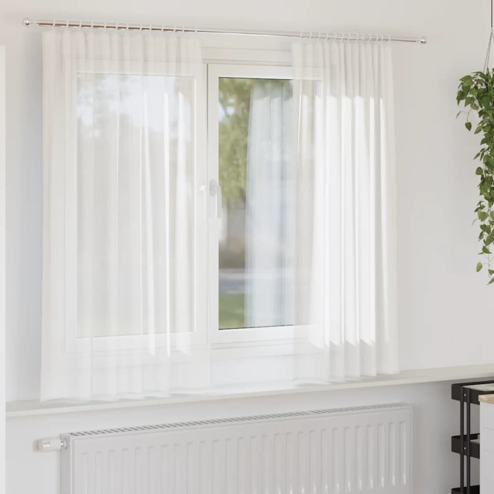 Produktbild för Voile gardiner med öglor 2 st vit 140x140 cm