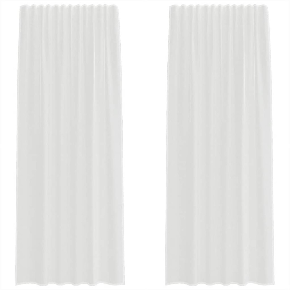 Produktbild för Voile gardiner med öglor 2 st vit 140x225 cm