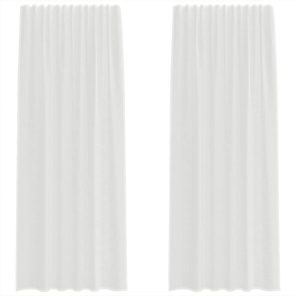Produktbild för Voile gardiner med öglor 2 st vit 140x245 cm