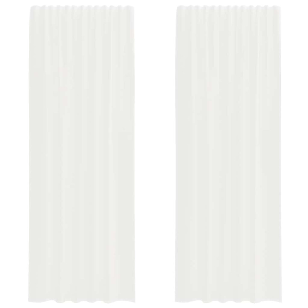 Produktbild för Voile gardiner med öglor 2 st vit 140x260 cm