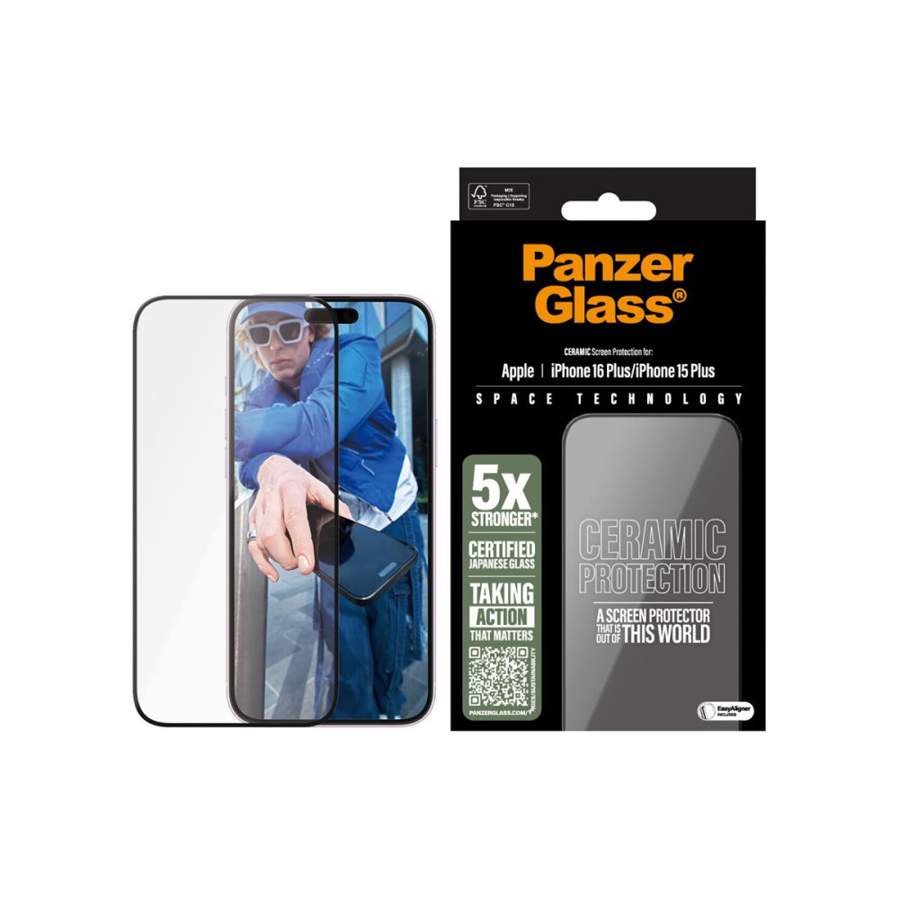Produktbild för PanzerGlass - skärmskydd för mobiltelefon - ultrabred passning