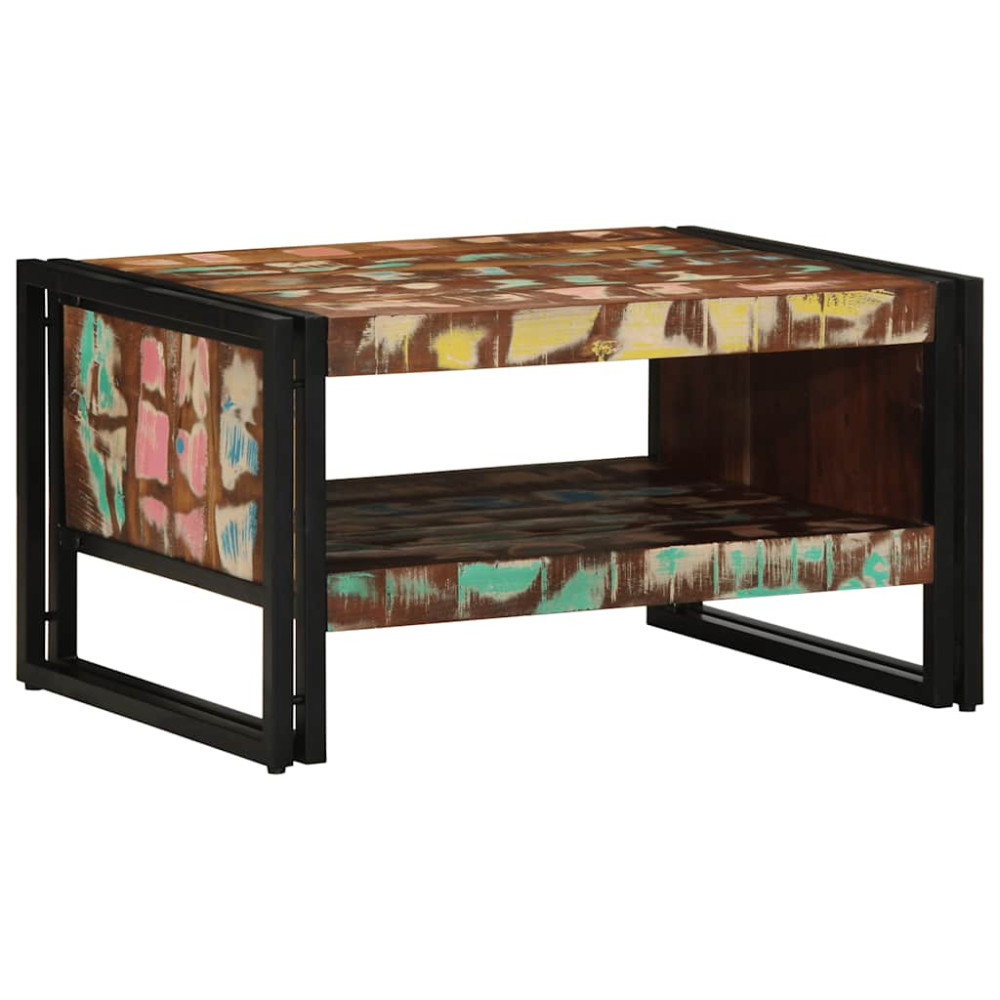 Produktbild för Soffbord flerfärgat 70x50x38 cm massivt trä återvunnet