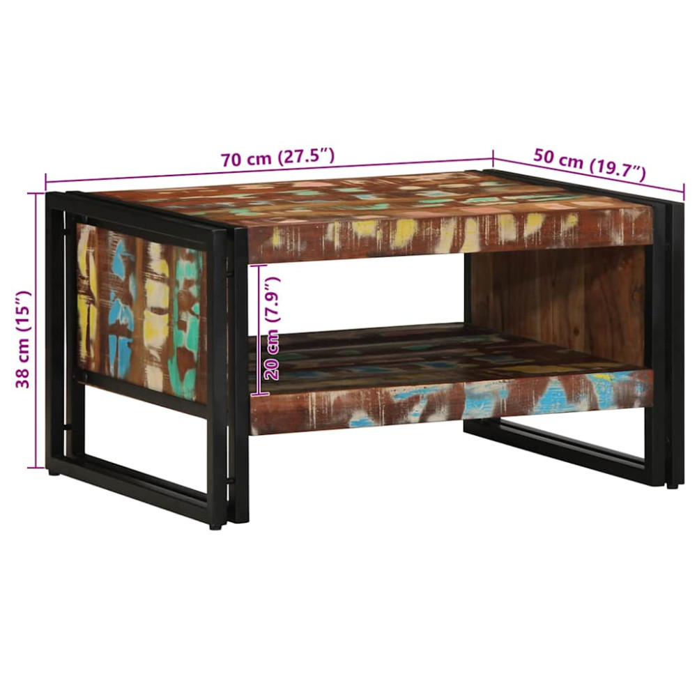 Produktbild för Soffbord flerfärgat 70x50x38 cm massivt trä återvunnet