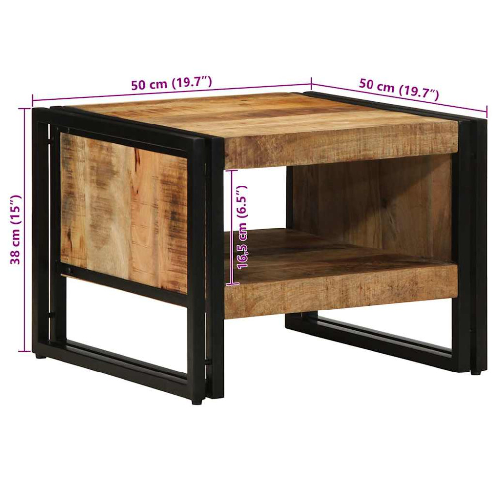 Produktbild för Soffbord 50x50x38 cm massivt grovt trä mango