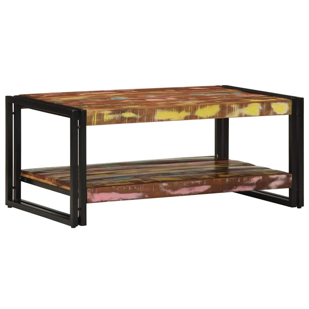 Produktbild för Soffbord flerfärgat 90x50x38 cm massivt trä återvunnet