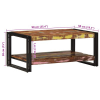 Produktbild för Soffbord flerfärgat 90x50x38 cm massivt trä återvunnet