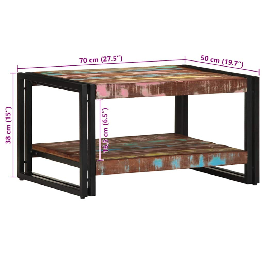 Produktbild för Soffbord flerfärgat 70x50x38 cm massivt trä återvunnet