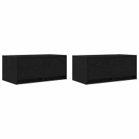Produktbild för TV-bänkar 2 st svart ek 60x31x25,5 cm konstruerat trä