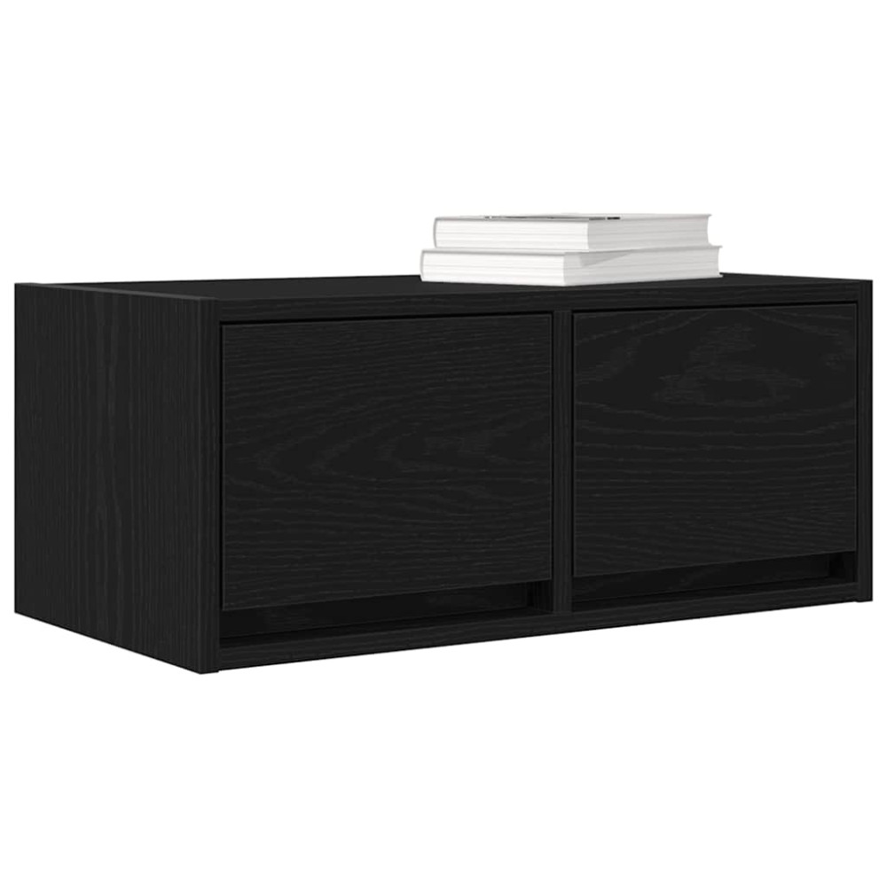 Produktbild för TV-bänkar 2 st svart ek 60x31x25,5 cm konstruerat trä