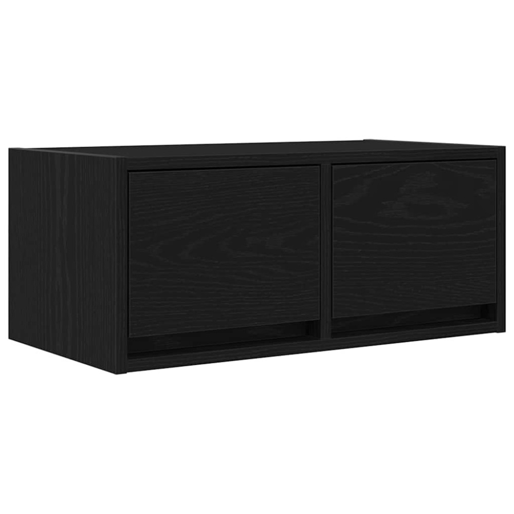 Produktbild för TV-bänkar 2 st svart ek 60x31x25,5 cm konstruerat trä