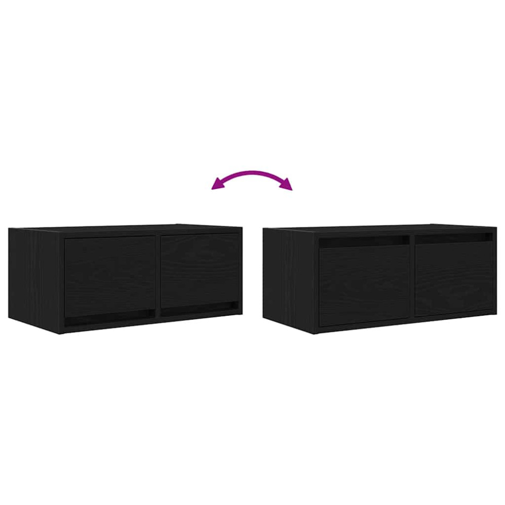 Produktbild för TV-bänkar 2 st svart ek 60x31x25,5 cm konstruerat trä