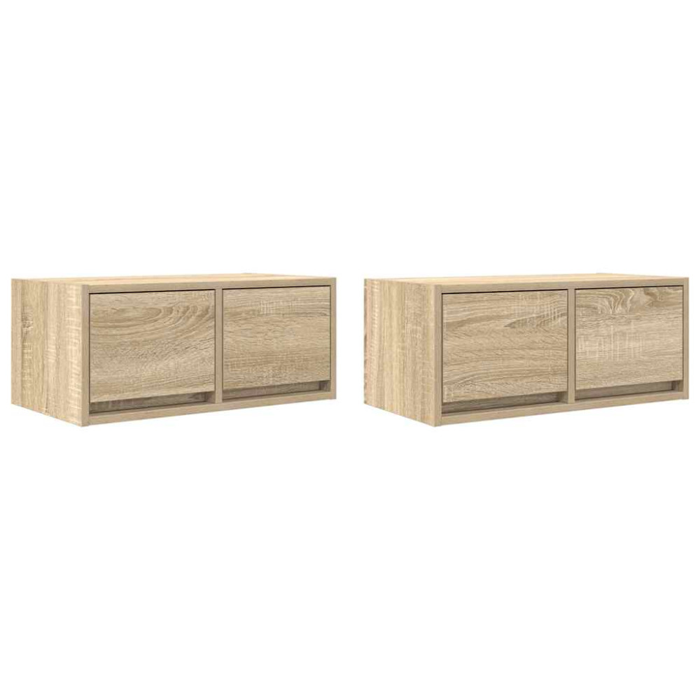 Produktbild för TV-bänkar 2 st Sonoma ek 60x31x25,5 cm konstruerat trä